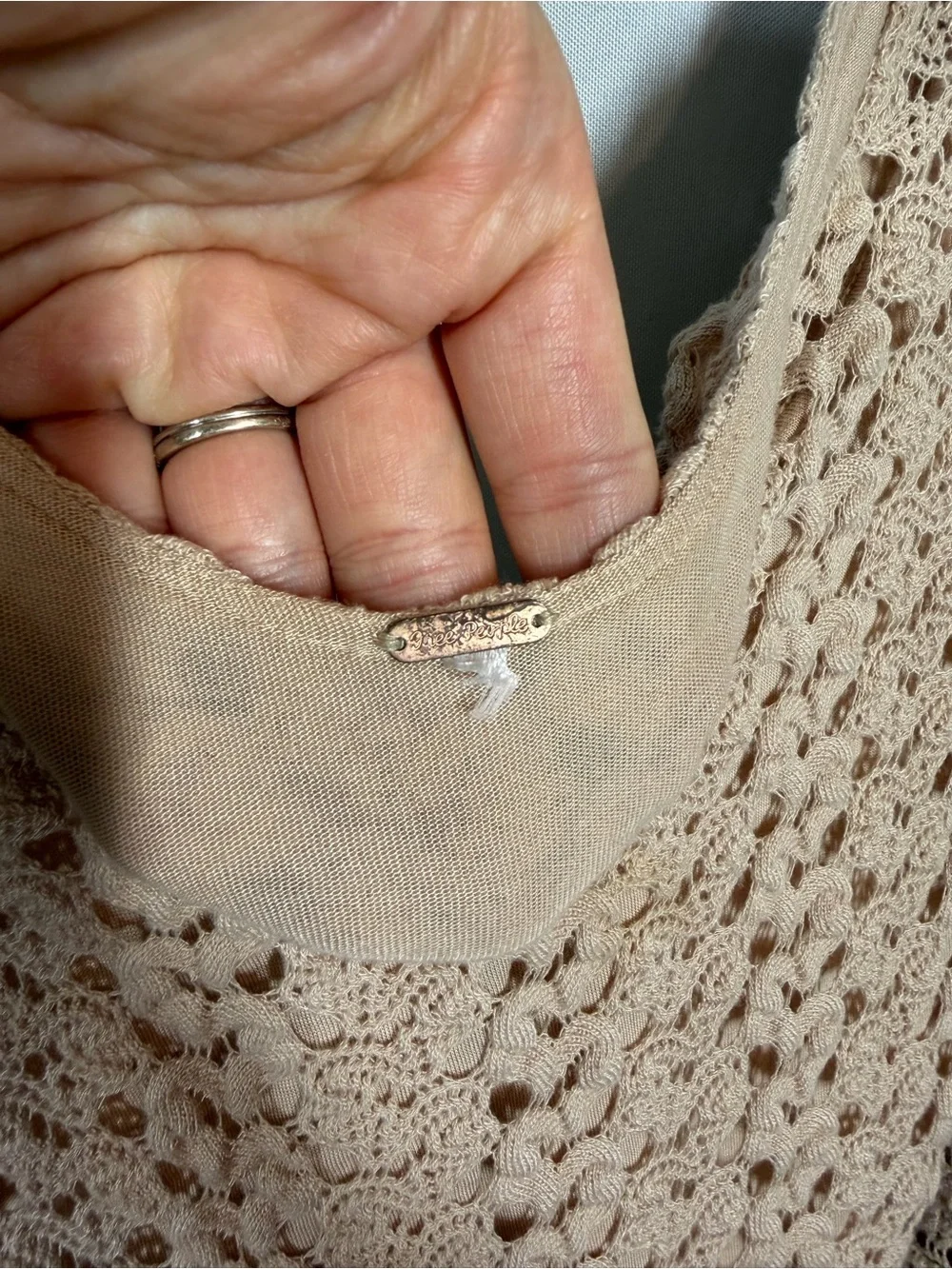 Free People | Rochelle Gypsy Crochet Cream Beige Top Women's Size Medium